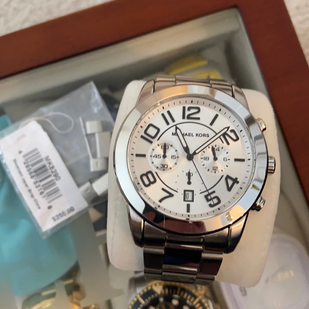 Michael Kors mens silver watch with adjustable links